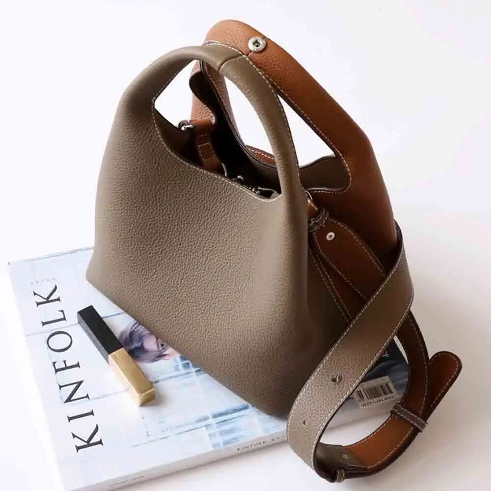 Patchwork Style Women Bucket Lychee Texture Cowhide Designer Bag High Grade Ladies Handbag New Winter