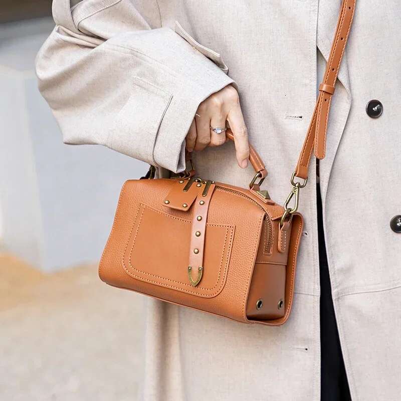 Women's Cowhide Genuine Leather Handbags Ladies Trend Designer Crossed Bag Pillow Lady Shoulder Crossbody Bags For Female