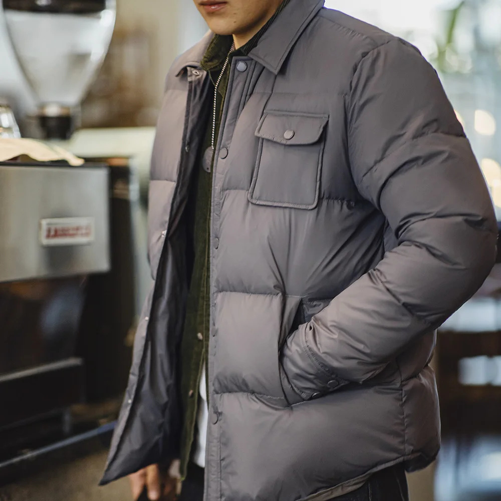 Maden Casual 90 White Duck Down Jacket Lightweight Warm Coldresistant Singlebreasted Lapel Puffer Men Winter Outerwear 250109