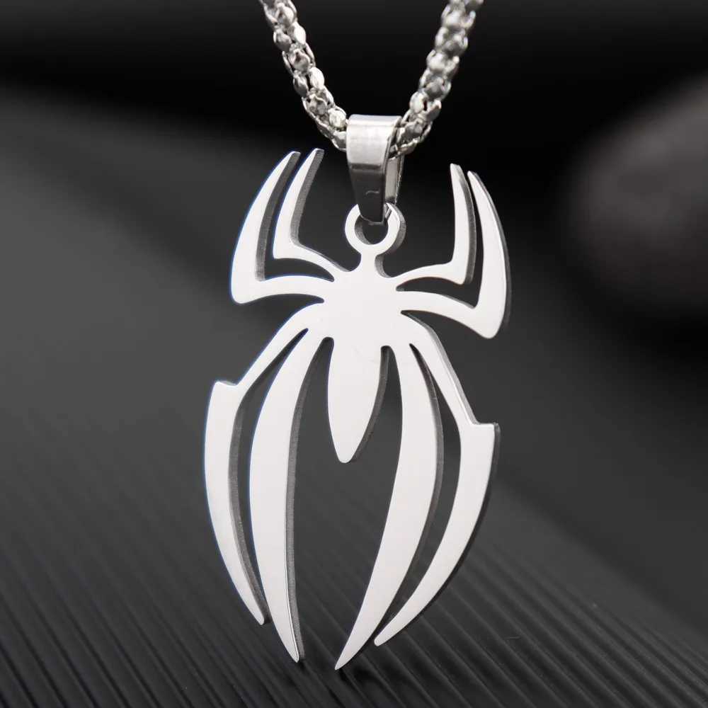 HNSP Stainless Steel Spider Pendant Chain Necklace For Men Boy Anime Jewelry Accessories W250318