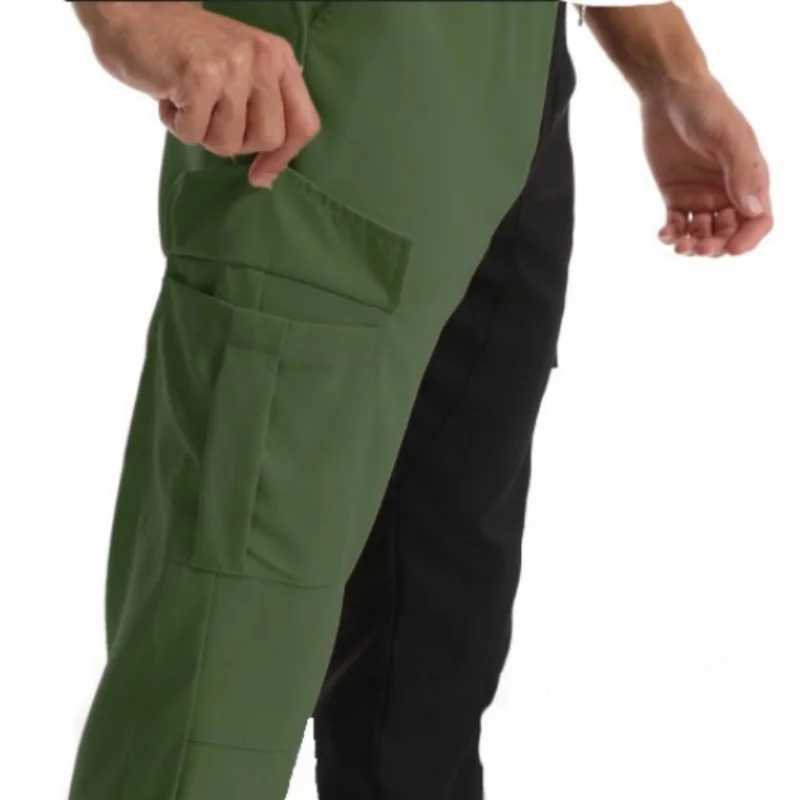 New Spring Summer and Autumn Mens Trousers Sports Double Color Running Pants Mens Sports Pants Multi Pocket Outdoor Fitness Womens Freight Pants W2503