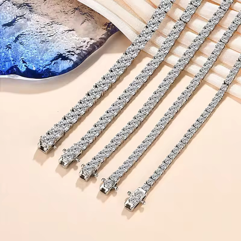 Pass Diamond Tester Moissanite Necklace 925 Silver Diamond Chain Vvs Moissanite Tennis Chain for Men