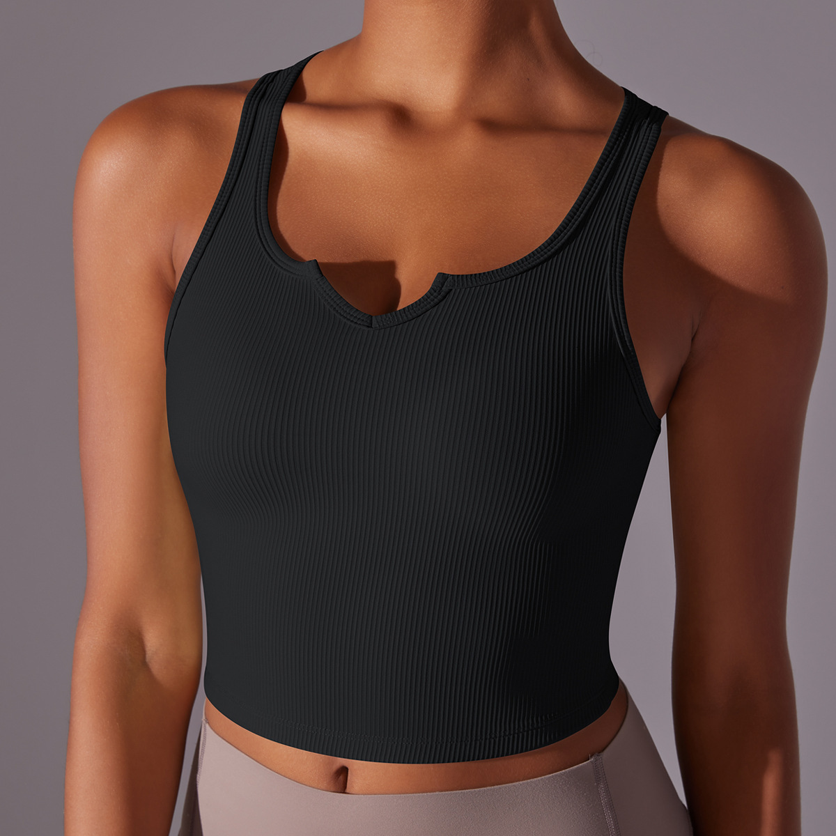 tracksuit Tight fitting high elasticity thread V-neck semi fixed cup, stomach covering vest, running fitness yoga suit for women leggings
