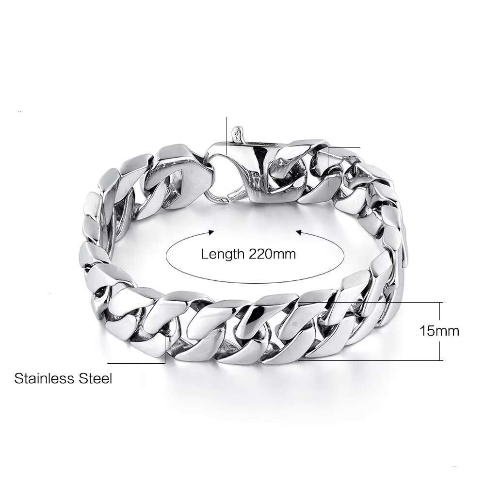 Trend Products 2021 New to 15mm Cuban k Stainless Steel Bracelet Men's Hip Hop Jewelry