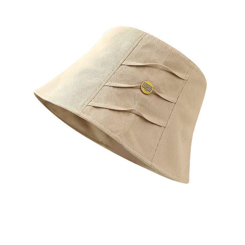 Hat, female fisherman hat, design sense, niche, covering, face highlighting, small shade, sun protection, trendy ins pleated bucket hat