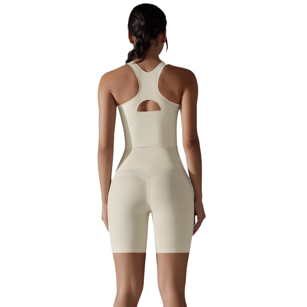 New tracksuit backless no underwear, shorts, yoga suit set, sports running and fitness two-piece set leggings