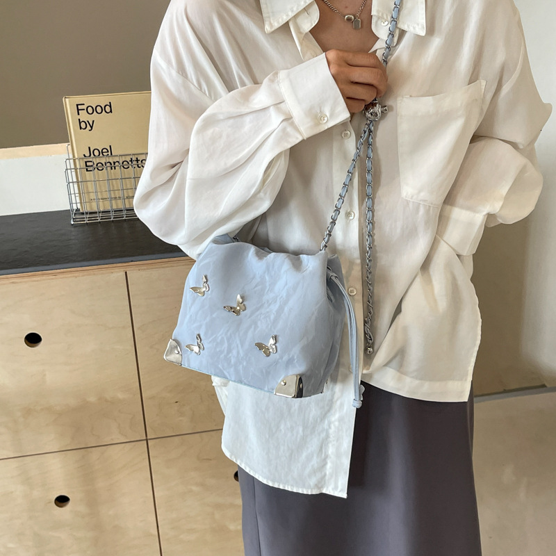 2025 summer New Women s Chinese Style Portable Mini Bucket Bag Fashion Designer Niche Bow Chain Bag Handbag Butterfly Shoulder Crossbody Bag Wallet St