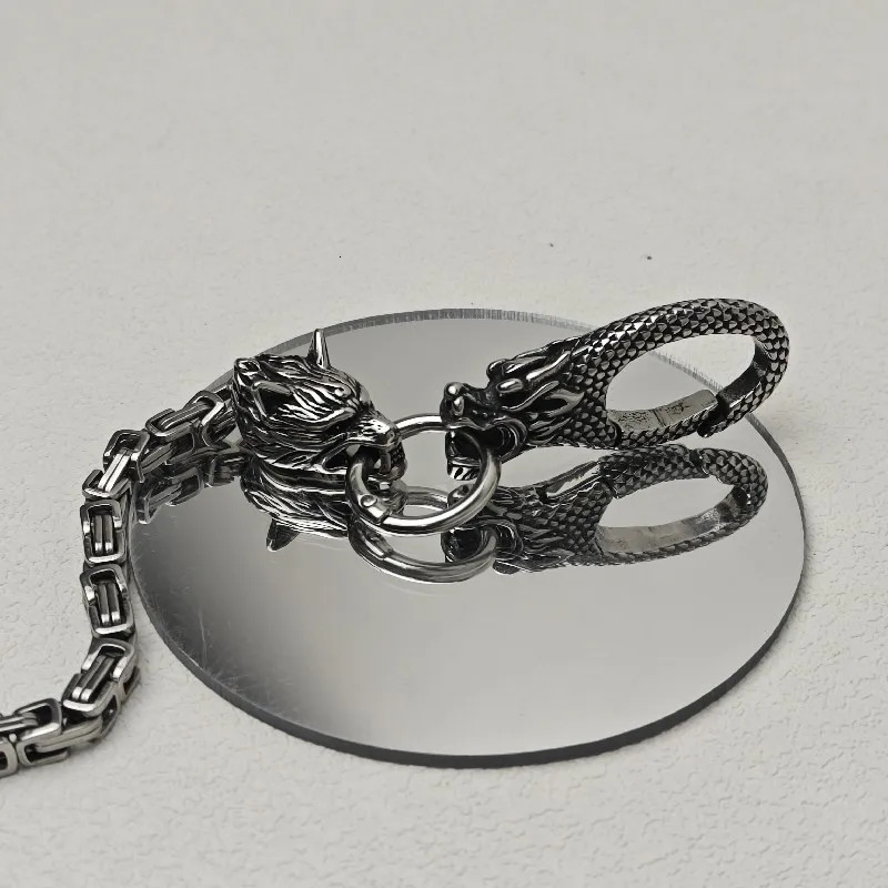 Retro Stainless Steel Wolf Head Mens Pants Chain The Divine Dragon Keychains Fashion y2kPants Chain Accesories 250318