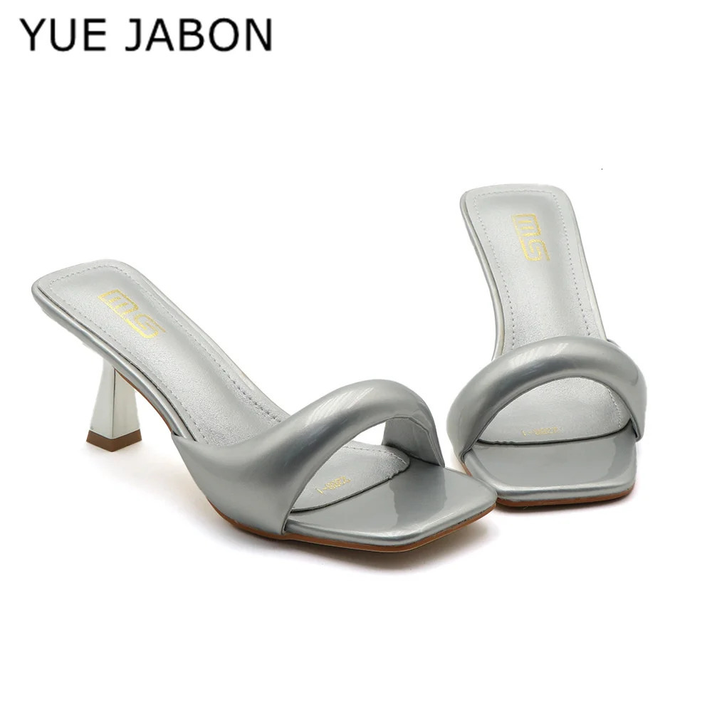 Black Red High Heel Slippers Women Open Toe Slingback Sandals Female Pumps Square Toe Summer Simple er Heeled Sandals 250317