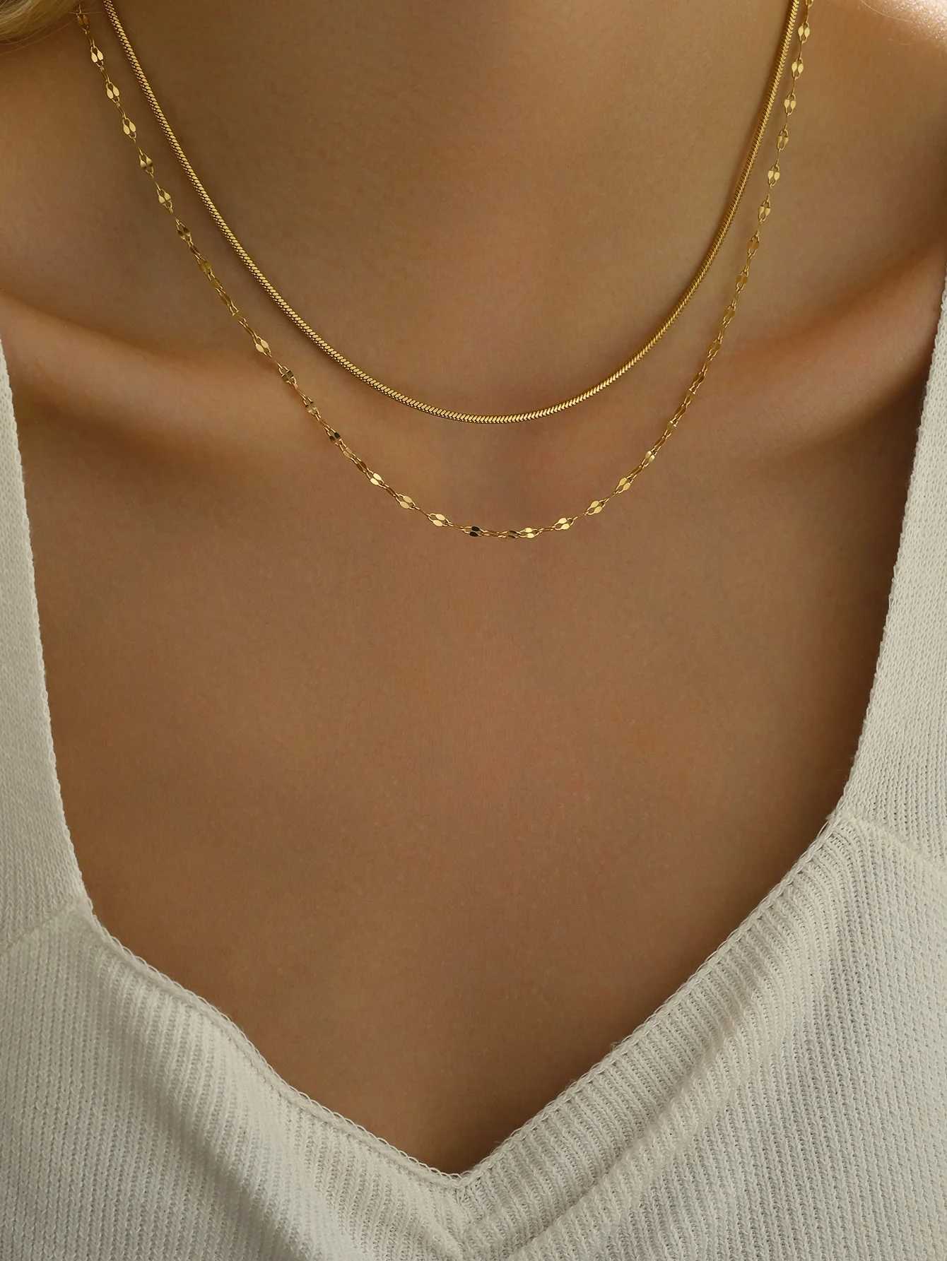Minimum stainless steel womens necklace set for everyday jewelry W250318