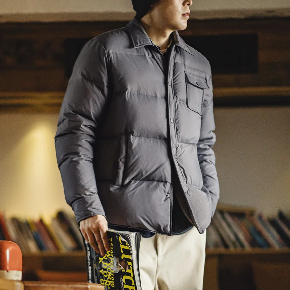 Maden Casual 90 White Duck Down Jacket Lightweight Warm Coldresistant Singlebreasted Lapel Puffer Men Winter Outerwear 250109
