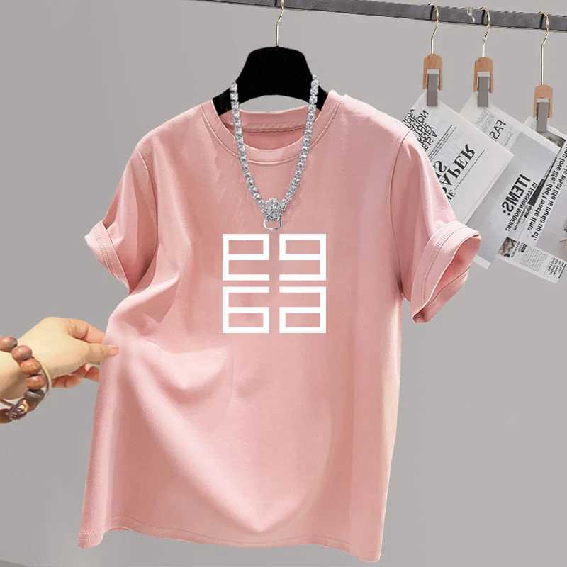 Womens Chic Y2k Printed T-shirt Summer Loose Short Sleeve Casual Loose Tops Cotton Comfortable Vintage PulloversT250318
