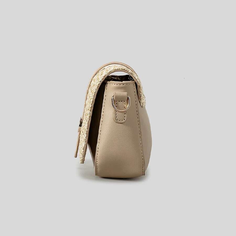 Pursefashion Pp Straw Women Shoulder Bags Weave Flap Crossbody Casual Summer Beach Bag Pu Leather Patchwork Underarm Purses