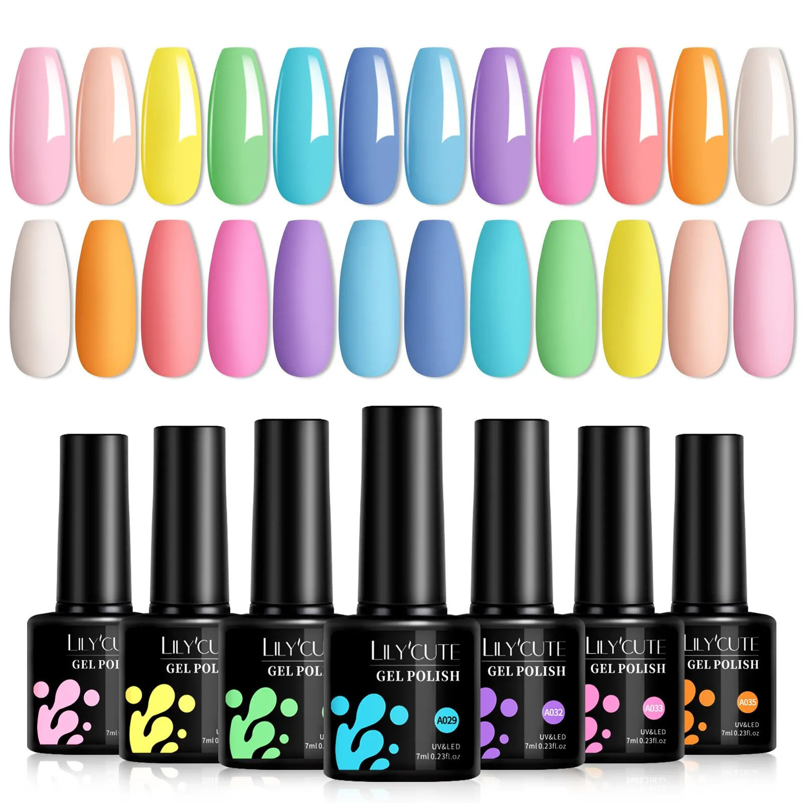 LILYCUTE 12PCs/Set 7ml Macaron Nail Gel Polish Set Semi Permanent UV Gel Nail Varnish Soak Off Gel Nail Polish Kit Nails 250314