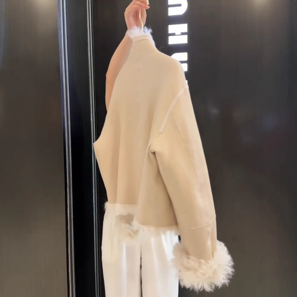 2024 winter new lazy style integrated environmentally friendly coat for women with short lamb hair and fur jacket