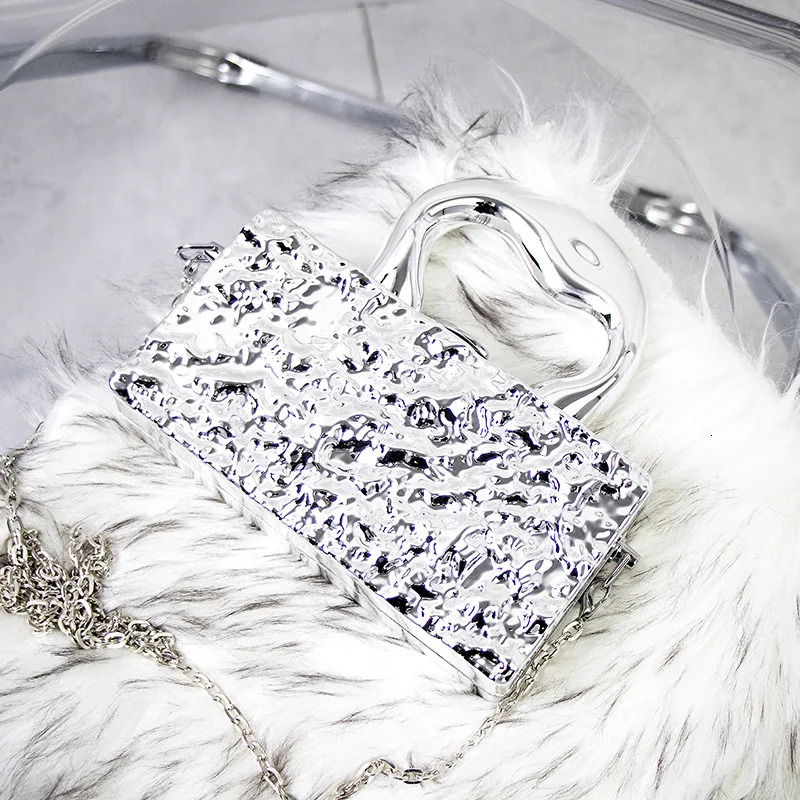 Gold Silvery Acrylic Box Bags Clutch Evening Bag Elegent Chain Shoulder Bag For Women Handbag For Weddingdatingparty 250318