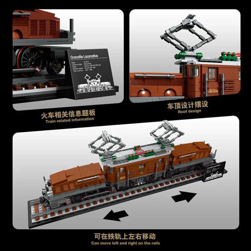 Creative Expert Crocodile Motorcycle Building Blocks Train Rail Car Model Compatible with 10277 Brick Toys Childrens Gifts W250318