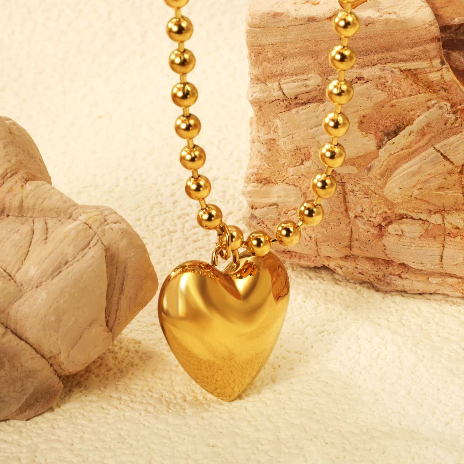 ASONSTEEL Romantic Heart Pendant Necklace Suitable for Women High Quality Gold Stainless Steel Metal Fashion Valentines Day Gift W250318