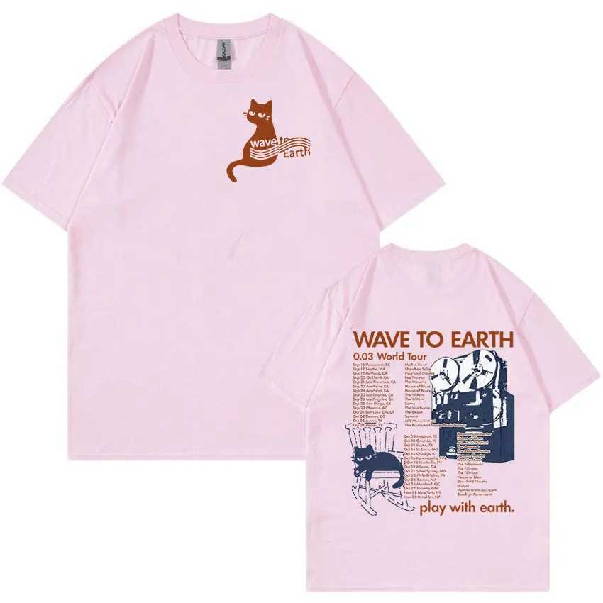 Wave To Earth Cat 0.03 World Tour T Shirt Men Women Retro Harajuku Fashion T-shirts 100% Cotton Oversized T-shirt Y2k StreetwearXJ250318