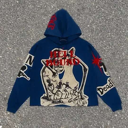 Y2k Goth Style Hoodie Men Retro Mummy Large Print Oversized Pullovers Loose Haruku Hip Hop Streetwear Gothic Sweatshirt New