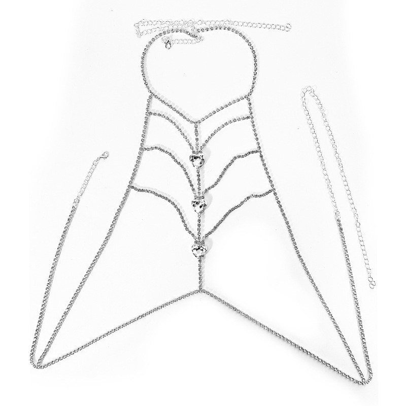 Stage Wear Dance Accessories Sexy rhinestone chest chain body chain