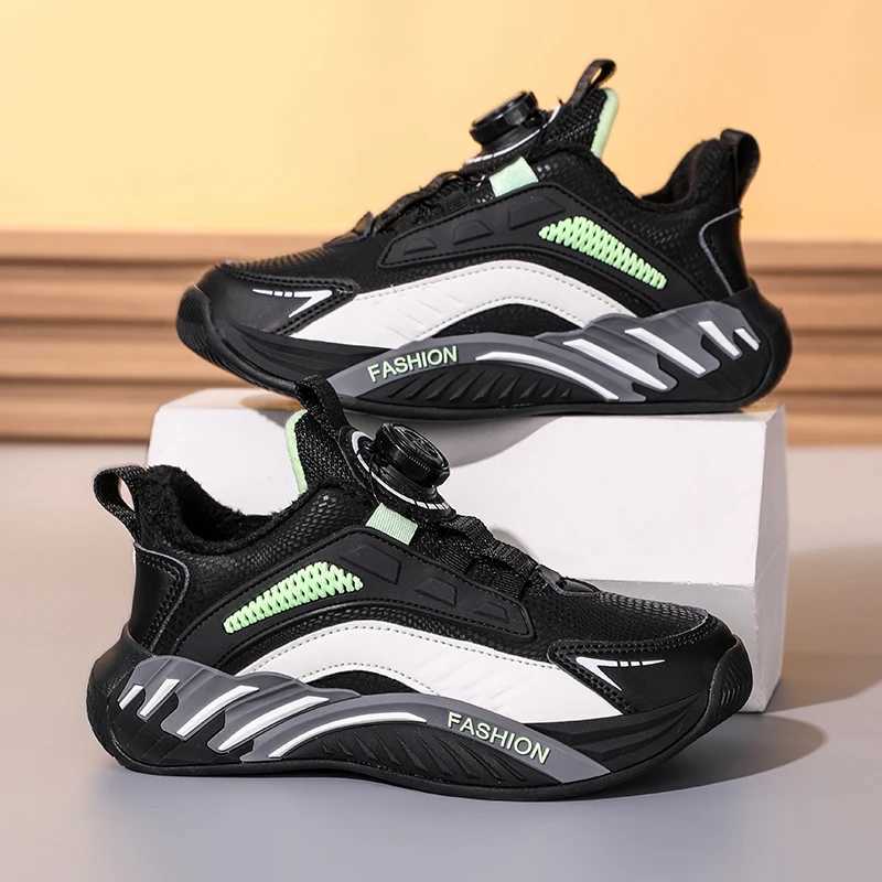 Winter childrens sports shoes boys thick cashmere warm snow boots girls anti slip outdoor fashionable sports shoes student shoes W250318
