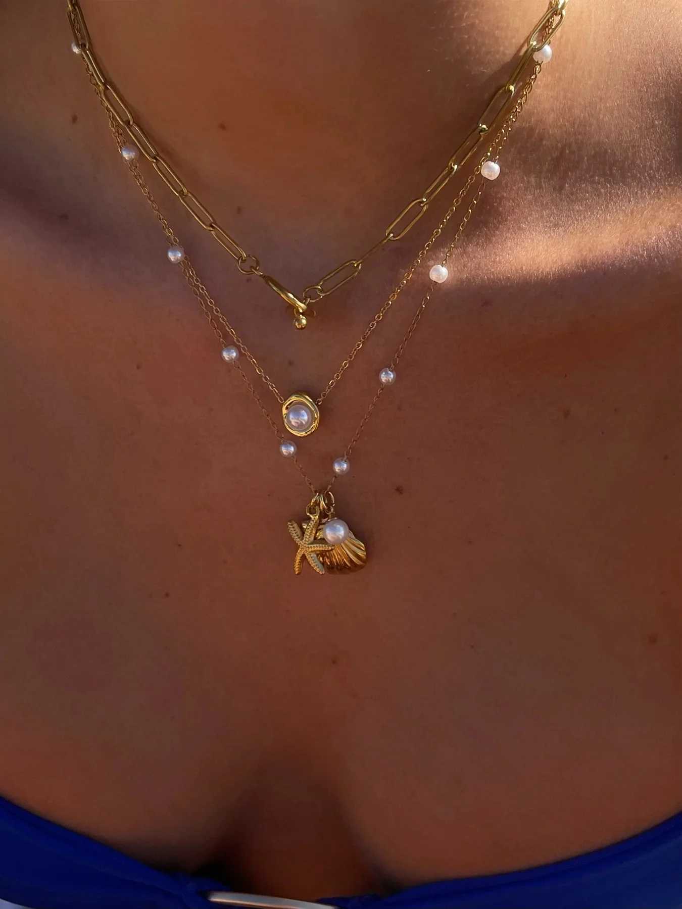 Uworld 316L stainless steel cute beach pendant necklace anti rust popular statement necklace jewelry 2024 W250318