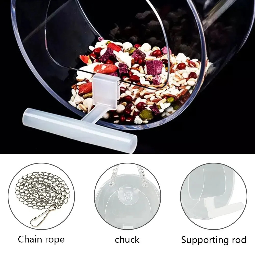 Hanging Wild Bird Feeder Clear Round Acrylic Feeding Station Outdoor Food Container Outside the window With Sucker for Cardinals 250318