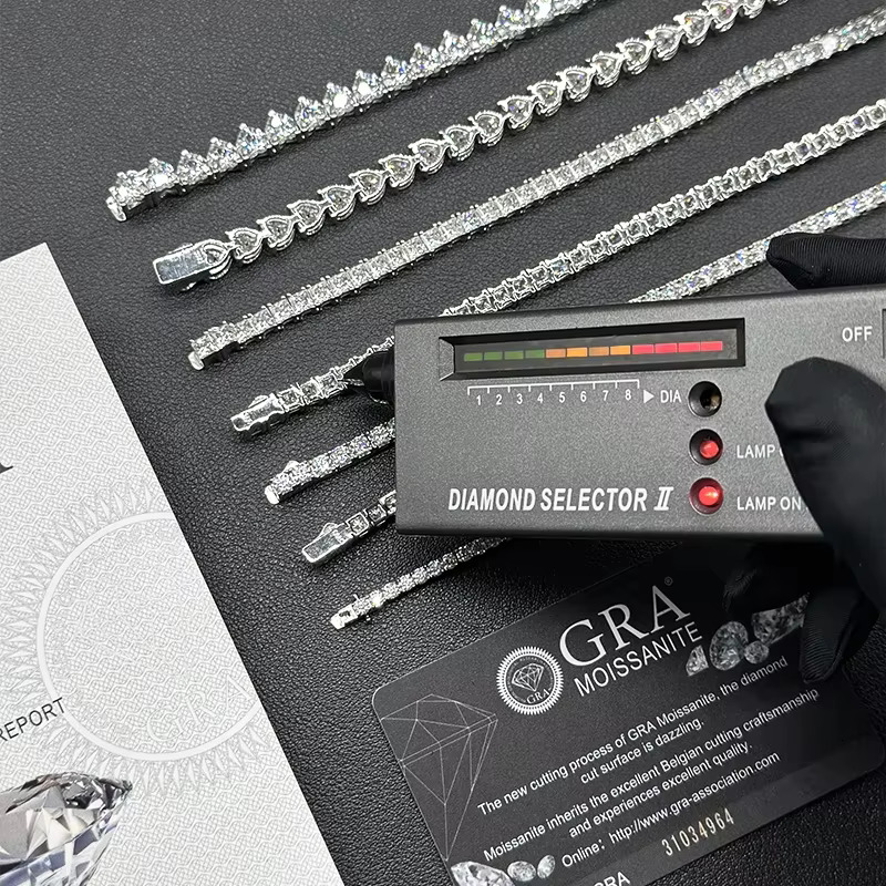 925 Sterling Silver Moissanite Tennis Chain 2mm-6.5mm D Color VVS Moissanite Bracelet Necklace