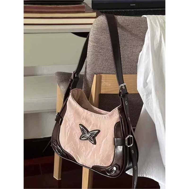 JIAERDI Fairycore Y2k Shoe Bag Warm Girl Leather Half Mo Bag Wallet Fem Motorcycle Messenger Bag Y250318