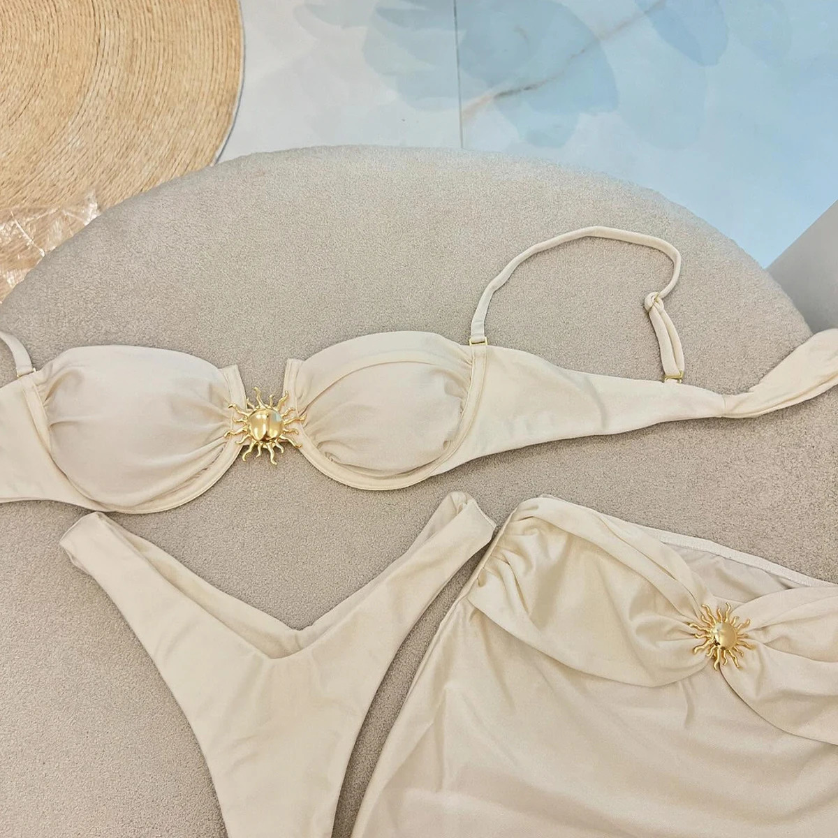 3 Piece Push Up Bikini Women Swimsuit Female Swimwear Sexy Bikini Set Swimming Suit Bathing Suit Biquini Skirt Cover Ups 250318