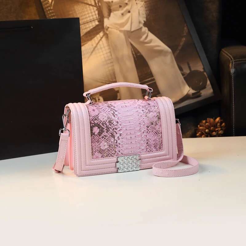 2025 New Fashion Women's Handbags Genuine Leather Small Shoulder Crossbody Bag Senior Sense Snake Print Bags