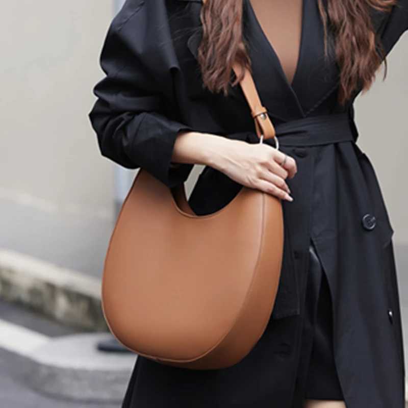 Hifashion Genuine Leather Crescent Crossbody Shoder Bags For Wen 2025 Luxury Designer Underarm Hobos Half Moon Tote Handbags Z250318
