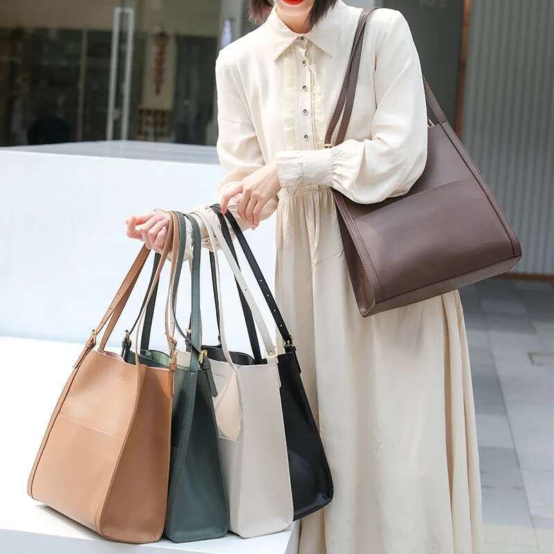 Lady Casual Split Leather Handbag And Shoulder For Women Bags Brand Designer Magnetic Buckle Teenage Girl Commute Tote