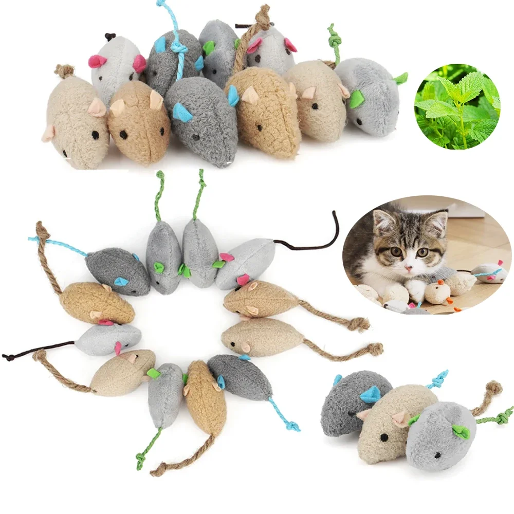 20Pcs/ Lot Cat Toys Interactive Cat Game Catnip Toys for Cats Rattle Cat Mouse Toys Also Prefilled Catnip Faux Fur Pet Products