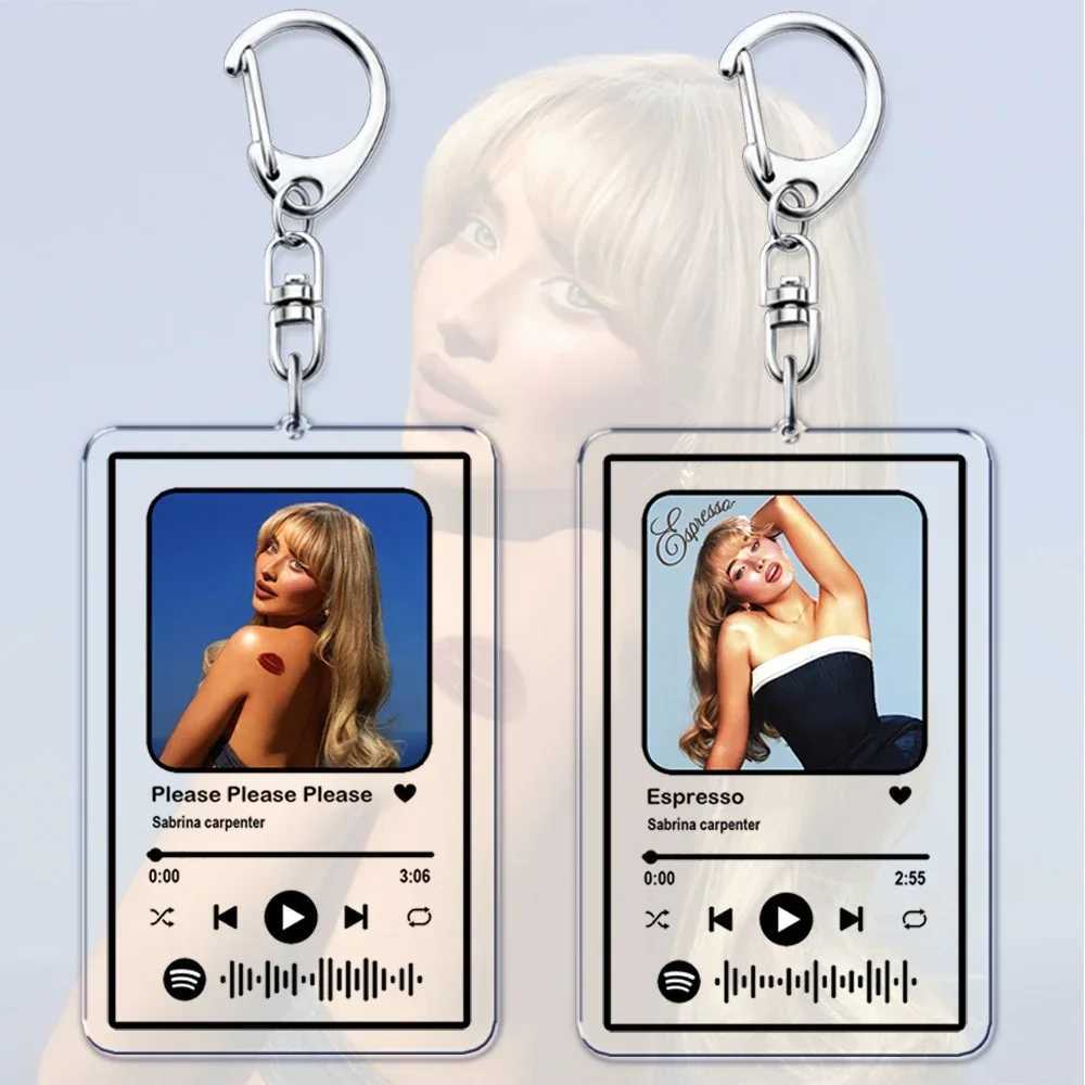 Hot Sabrina Carpenter Songs Keychain Female Accessories Nonsense Please Espresso Playlist Pendant Keychain Jewelry Fan Gifts X250318