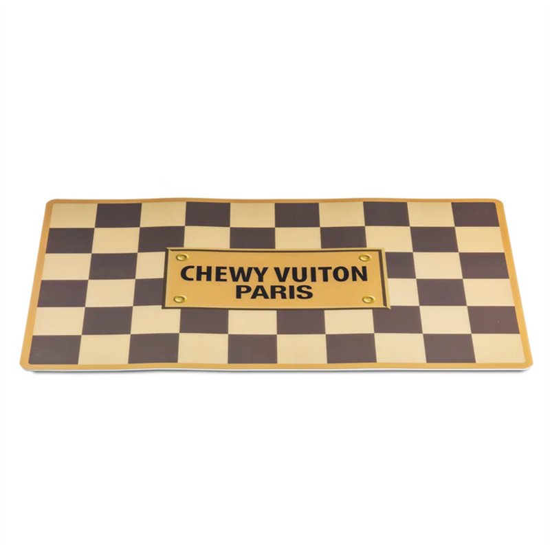 Pet PU Mat Checker Mat Pet Rice Bowl Drink Water Dog Bowl Placemat Waterproof Placemat 2 Colors