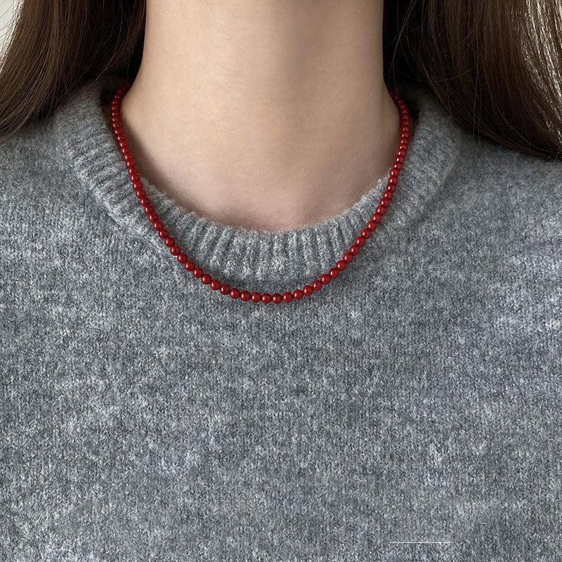 Glass Pearl Necklace Feminine High-grade Collar Bone Chain Choker Jewelry