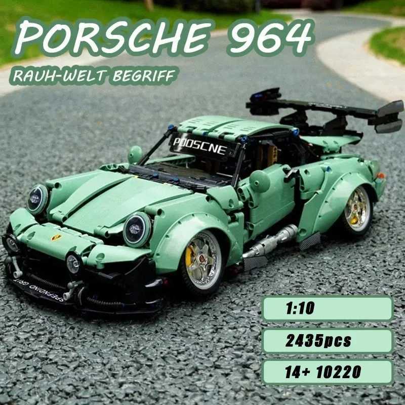 2435pcs technology green sports car 911 RWB wide body low car model boys and girls toys birthday gift car building block 2025 W250318