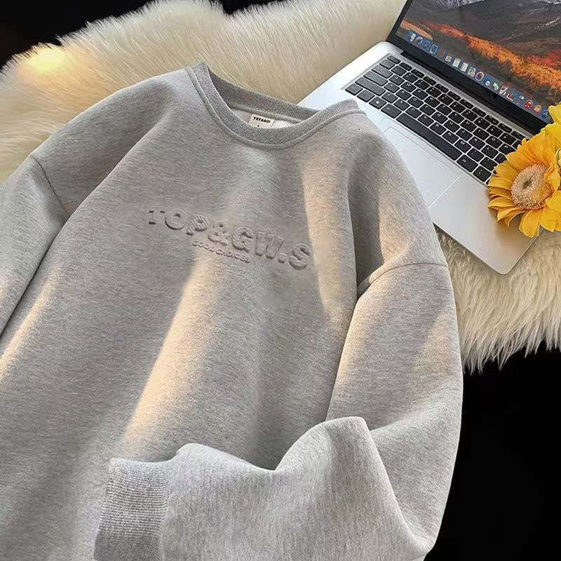 Designer Hoodie Fashionable Light Luxury Clothing Autumn And Winter Men's Velvet Warm And Fashionable Round Neck Sportswear Trendy Men's And