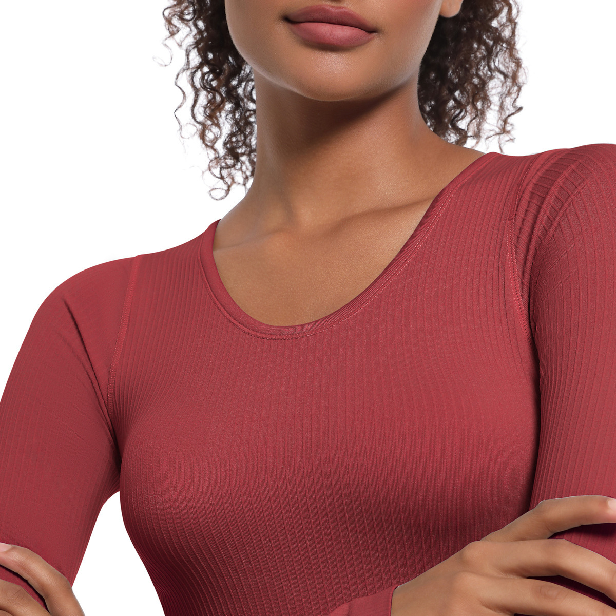 New tracksuit seamless knitted solid color thread fixed cup long sleeved high elasticity sports running fitness yoga suit top T-shirt leggings