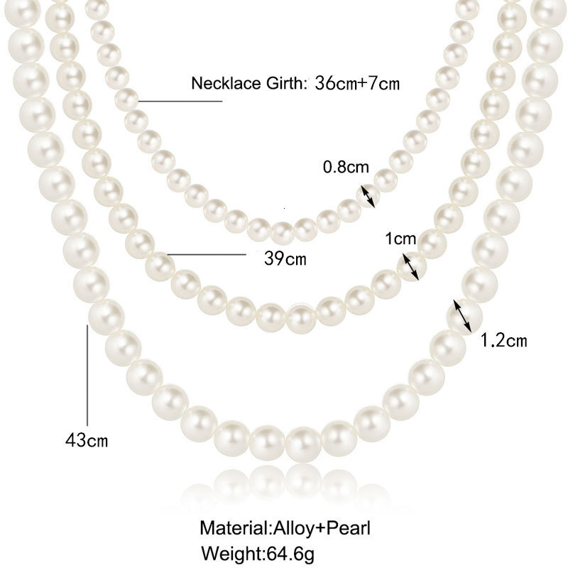 8/10/12MM Imitation Pearl Three Layer Necklace Women Wear Multi-layer Choker Collarbone Chain Jewelry