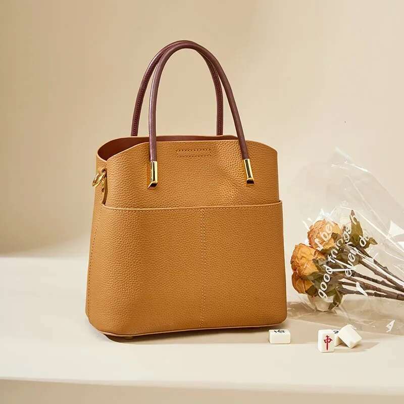 2023 New High Quality Bucket Genuine Leather Shoulder Handbag Women Bags Designer Ladies Soft Messenger Bag Green