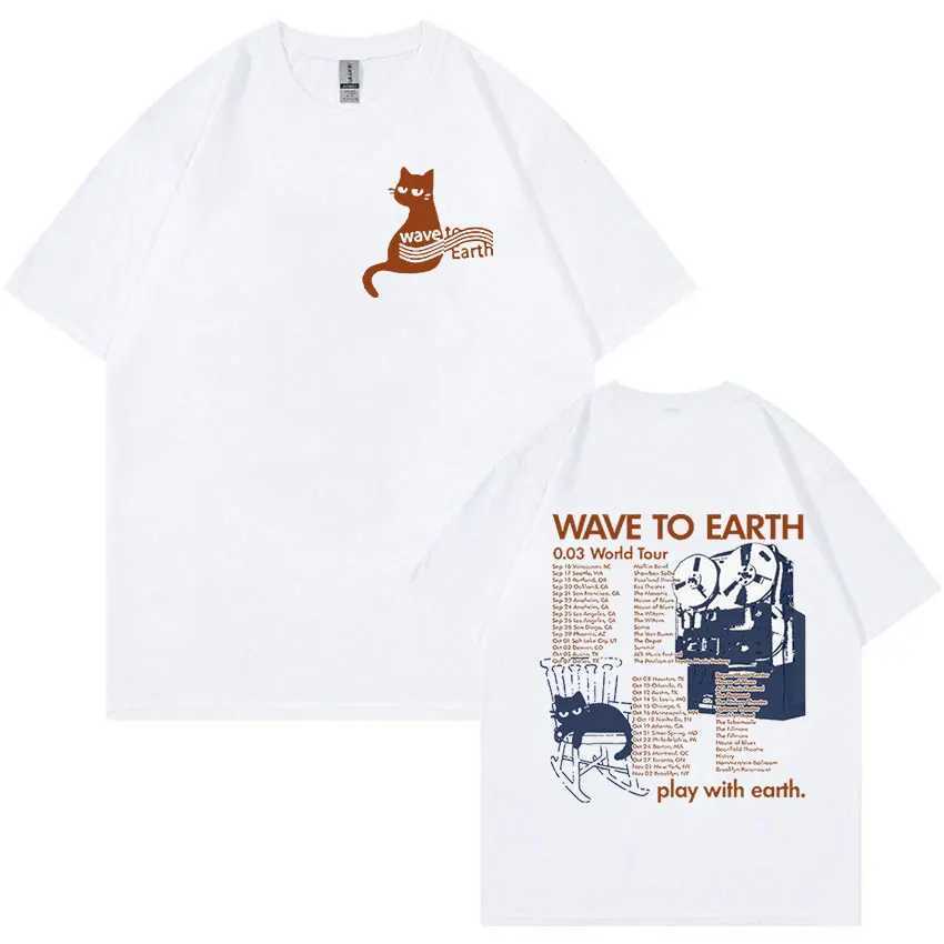 Wave To Earth Cat 0.03 World Tour T Shirt Men Women Retro Harajuku Fashion T-shirts 100% Cotton Oversized T-shirt Y2k StreetwearXJ250318