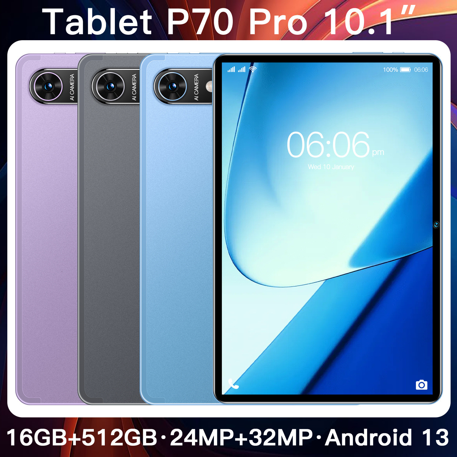 New 10.1-inch P70 Android 16+512G Global language front and rear HD cameras metal case 5G tablet