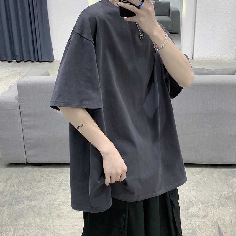 Oversized Summer Short Sleeve Mens T Shirt New Fashion Solid Loose O-Neck T Shirts Mens Cotton Hip Hop Streetwear Top Tees 5XLT250318