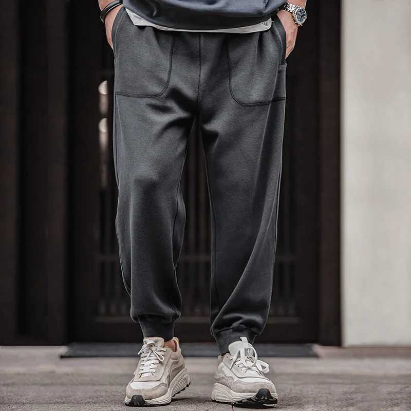 Maden casual grey running sports pants with large pockets and drawstring training pants comfortable and elastic waist mens running pants W250318