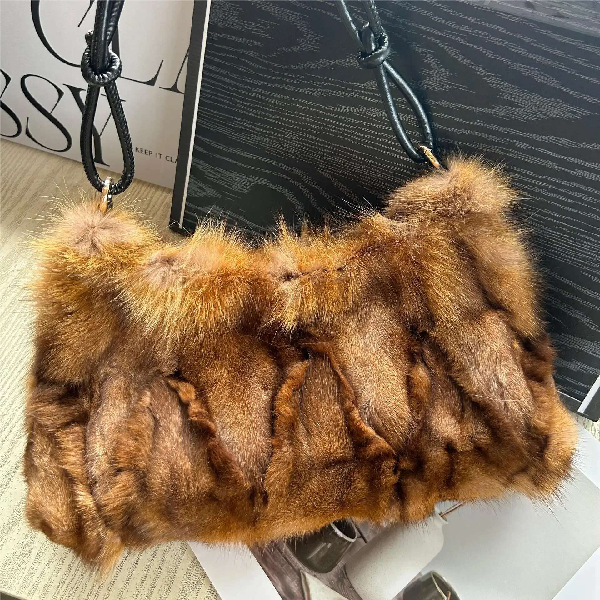 Fashion Fox Fur Bags For Woman Designer Women Handbag Fluffy Warm Plush Shoulder Winter Soft Tote Crossbody Bag New