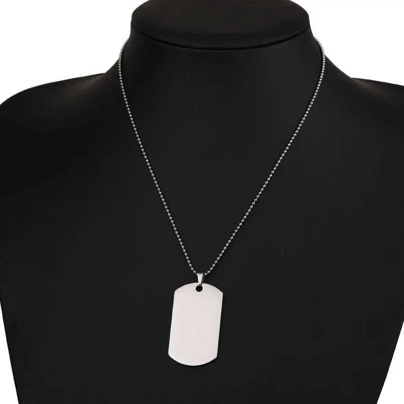 10 pieces rectangular blank bar pendant necklace mirror polished stainless steel necklace DIY custom name jewelry W250318