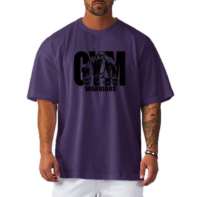 Ultra fine loose mens casual sports T-shirt gym fitness short sleeved summer mesh quick drying breathable clothingT250318